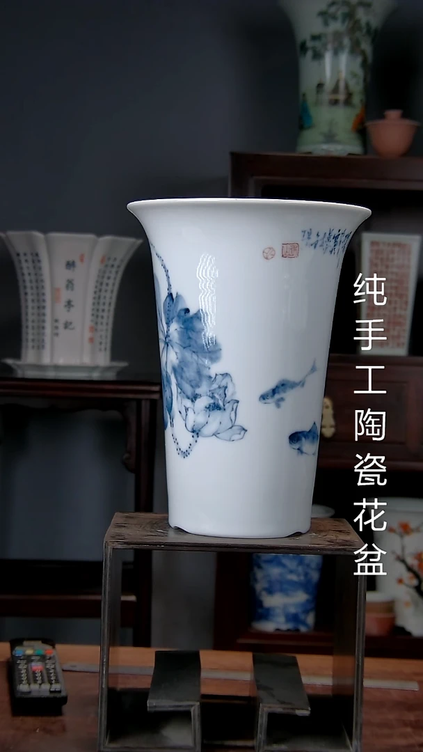 机****菇景德镇陶瓷 手工花盆