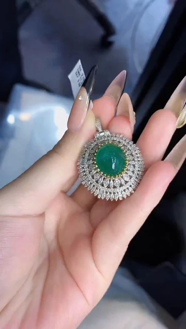 银S925镶嵌吊坠定制祖母绿楚楚珠宝中古甄选不退换