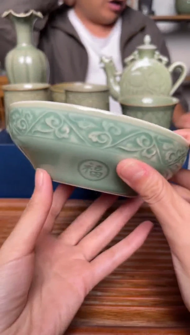 瓷器6英寸福字蒸碗1个  微瑕