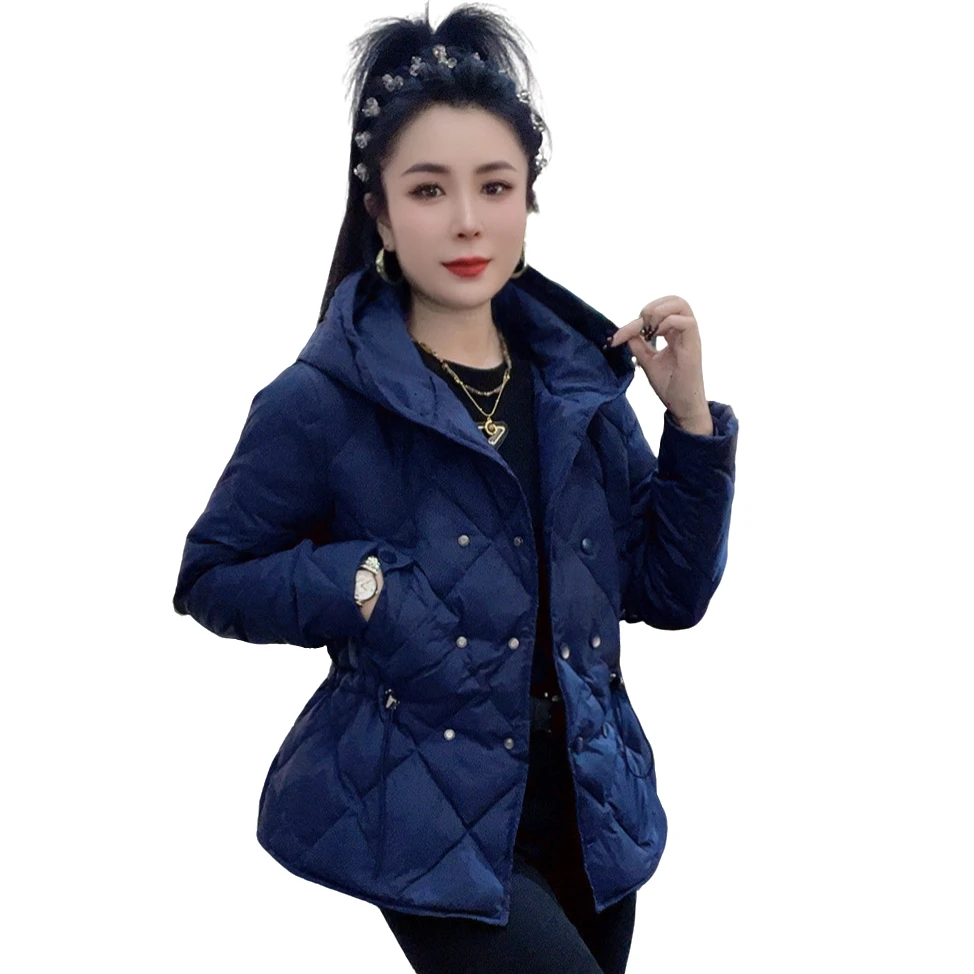莉丽佳2266款女装长袖连帽抽腰版棉服短外套时尚洋气休闲百搭显瘦