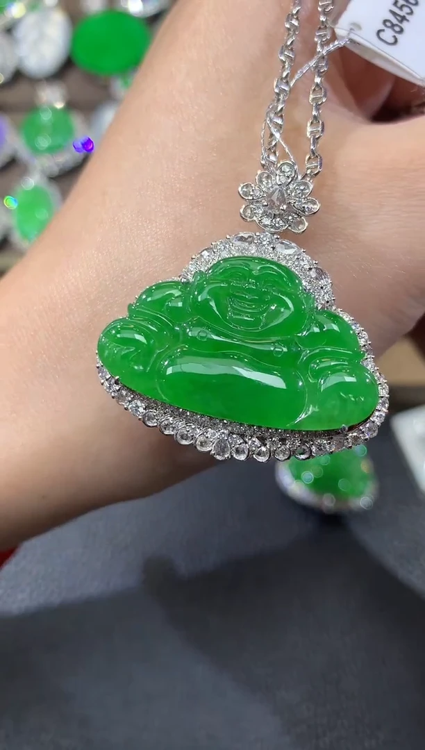 吊坠(不含链)18K金镶嵌翡翠C73