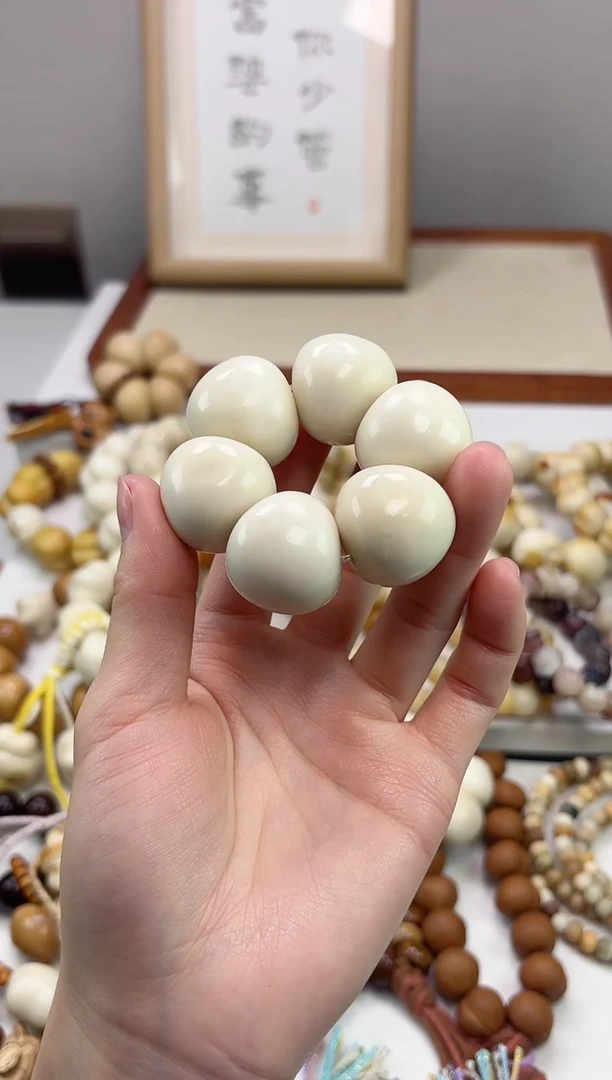 手串菩提根/象牙果象牙果瓷白蒜瓣23mm手捻