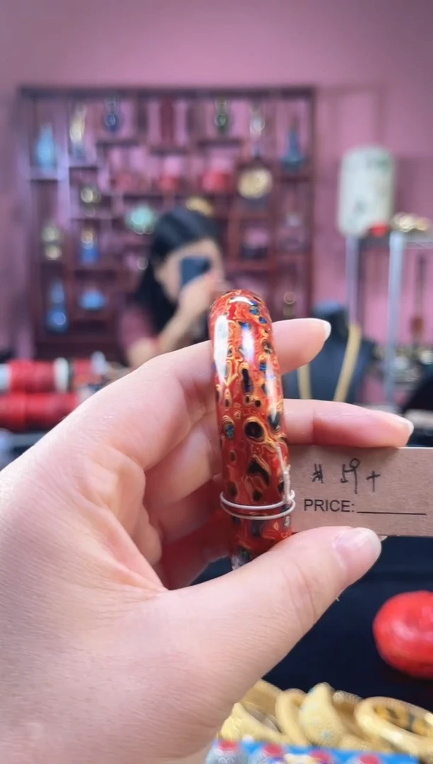 非遗技艺 犀皮漆手镯 红 59+