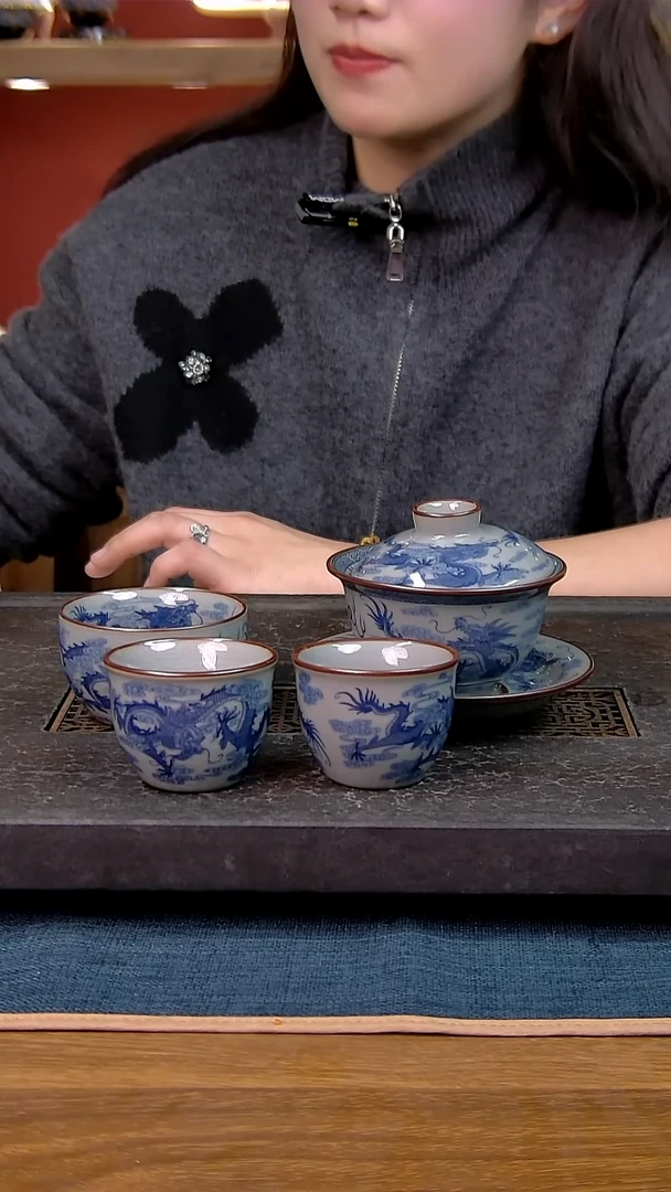 简装家用款4件套 老陶泥开片纹陶瓷茶具