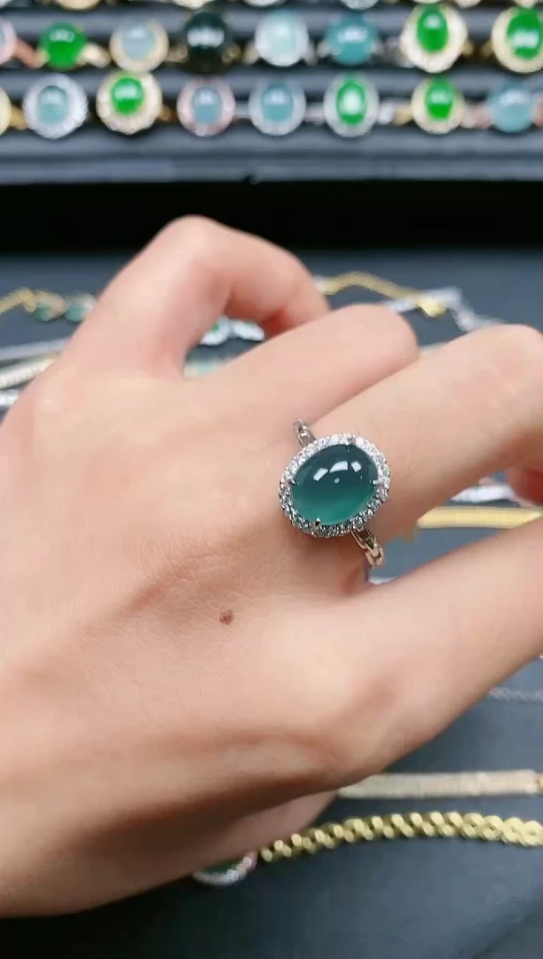 翡翠戒指银S925镶嵌111111