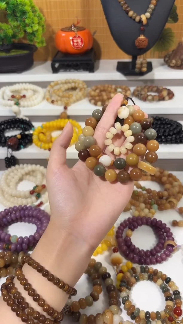 菩提根/象牙果手串卡12多宝圆双圈手持+手机链