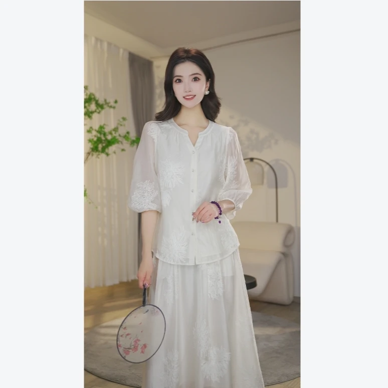 【琳琳甄选】夏季莱赛尔女短袖衬衣8592885米杏色衬衫上衣