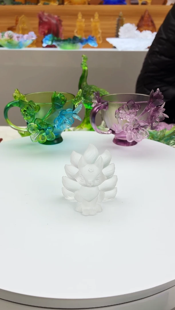 手工艺品琉璃九尾狐白色