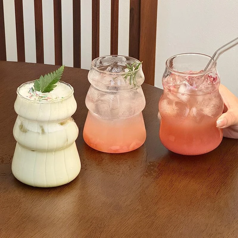 玻璃杯高颜值设计感小众装饰创意耐高温透明果汁饮料咖啡杯子玻璃