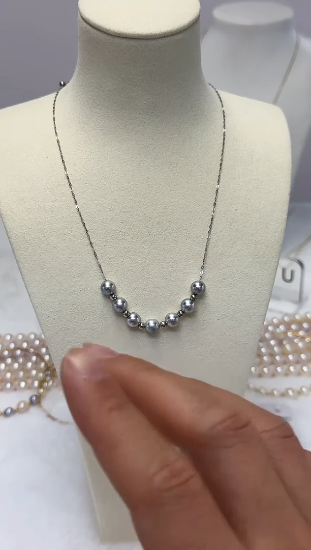 银S925镶嵌AQ海水珍珠海水珍珠微笑链  升级版拆珠@@YX359