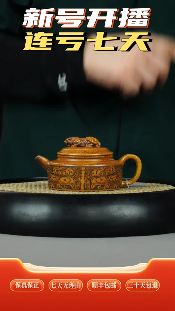 茶壶紫砂龙骨金砂柴烧卧虎藏龙刻绘周盘