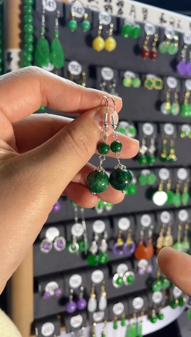 【闪购商品】翡翠耳饰银S925镶嵌015.