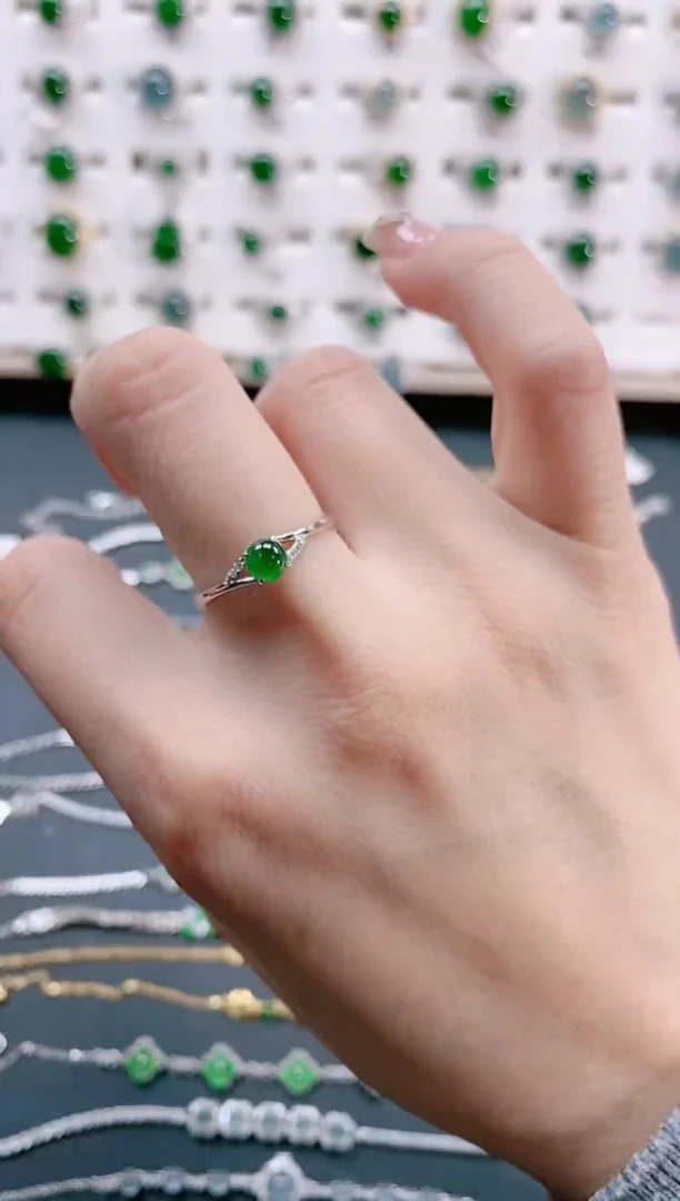 【闪购商品】翡翠戒指银S925镶嵌天然翡翠