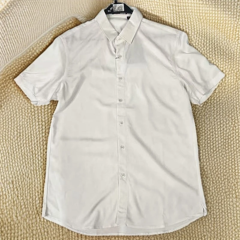 K商务衬衣短袖衬衫白色暗纹2123