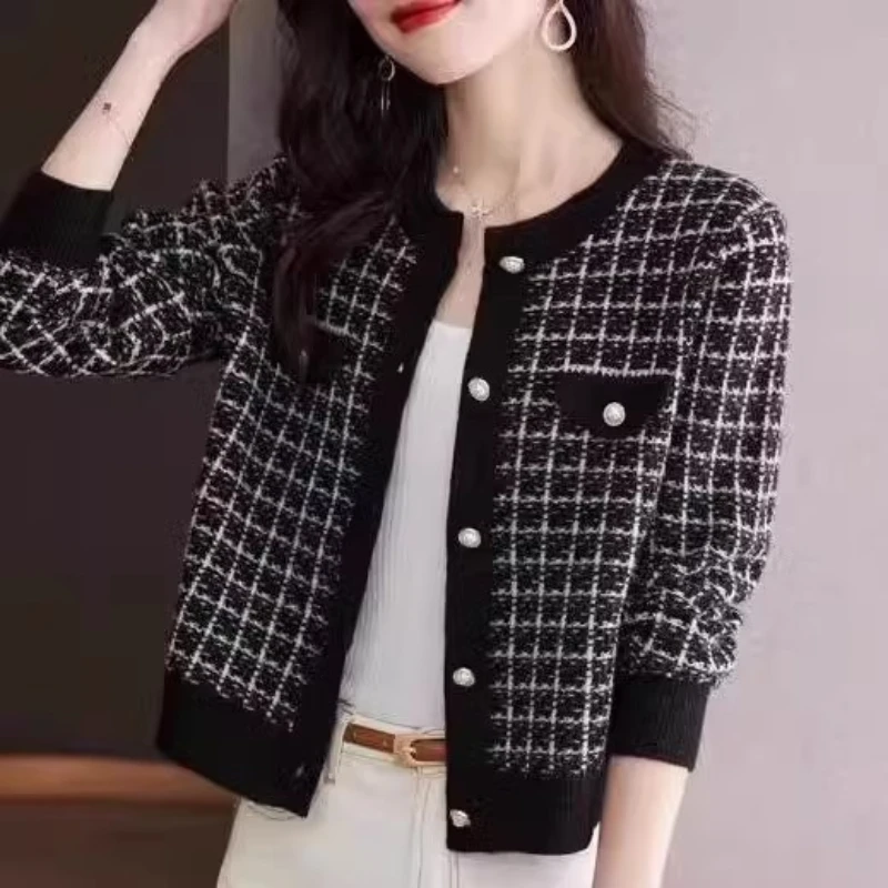 【港货~小香风】秋季新款上衣网红2025年女士针织开衫毛衣外套女