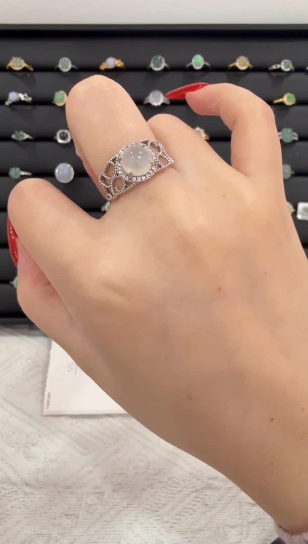 银S925镶嵌戒指翡翠021