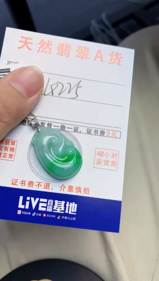 颈饰18K金镶嵌翡翠天然缅甸A货翡翠百元以上9元证书费自理