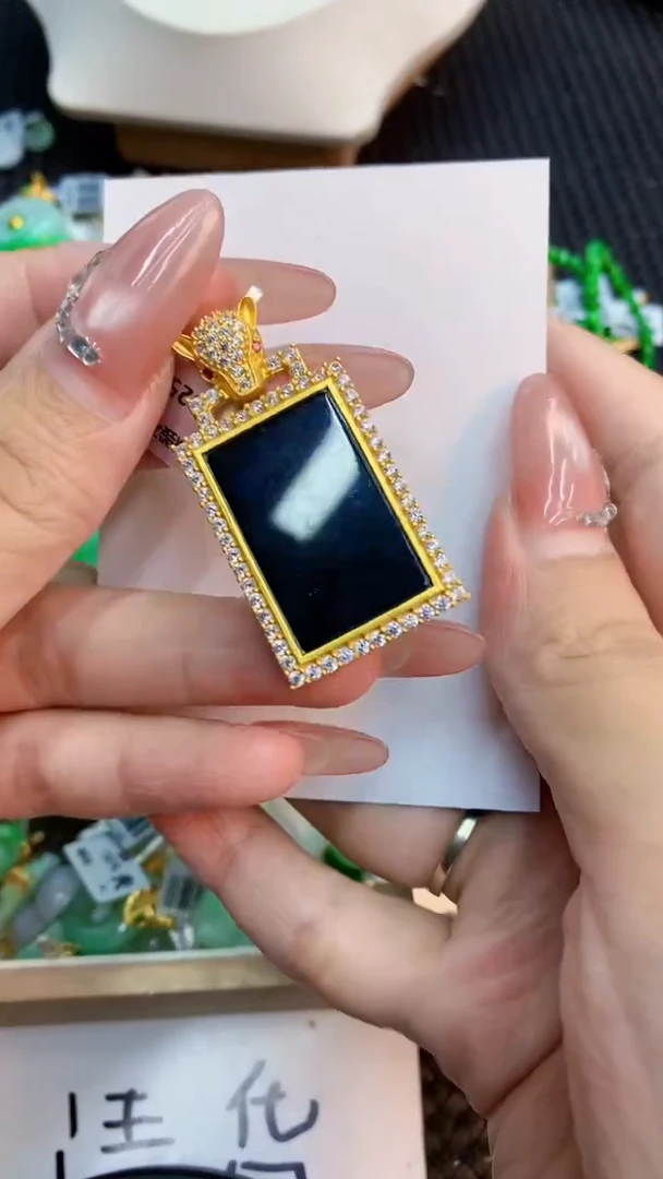 翡翠银S925镶嵌吊坠(不含链)1