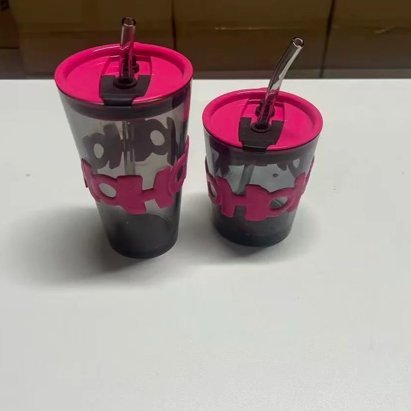 网红款玻璃水杯吸管杯