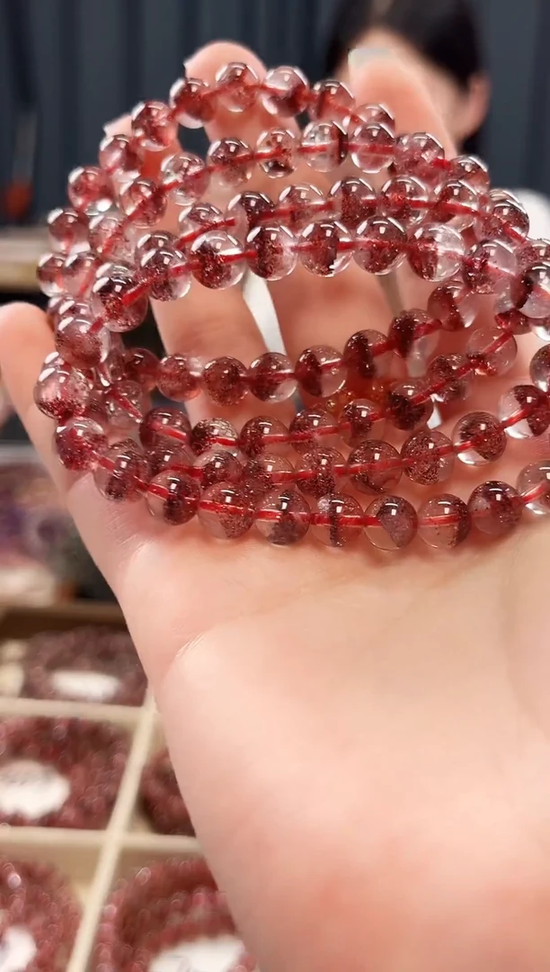 未镶嵌手串水晶金草莓超七单圈手串7mm【多样性发一】
