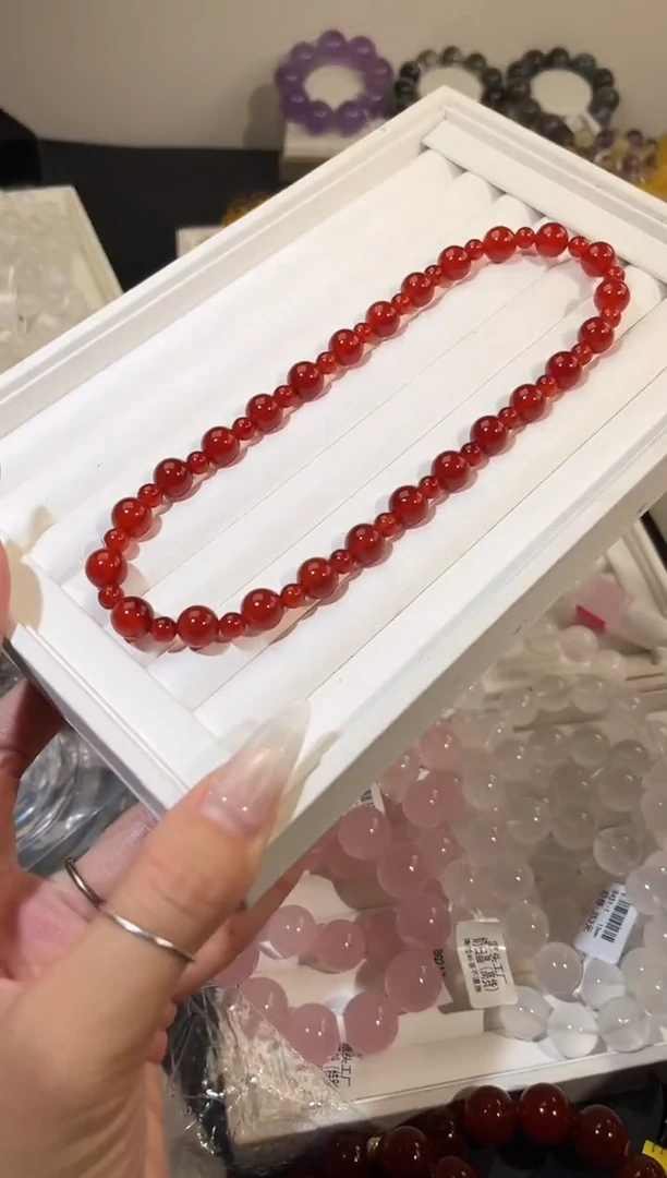 未镶嵌手链水晶多样性发一红玛瑙双圈