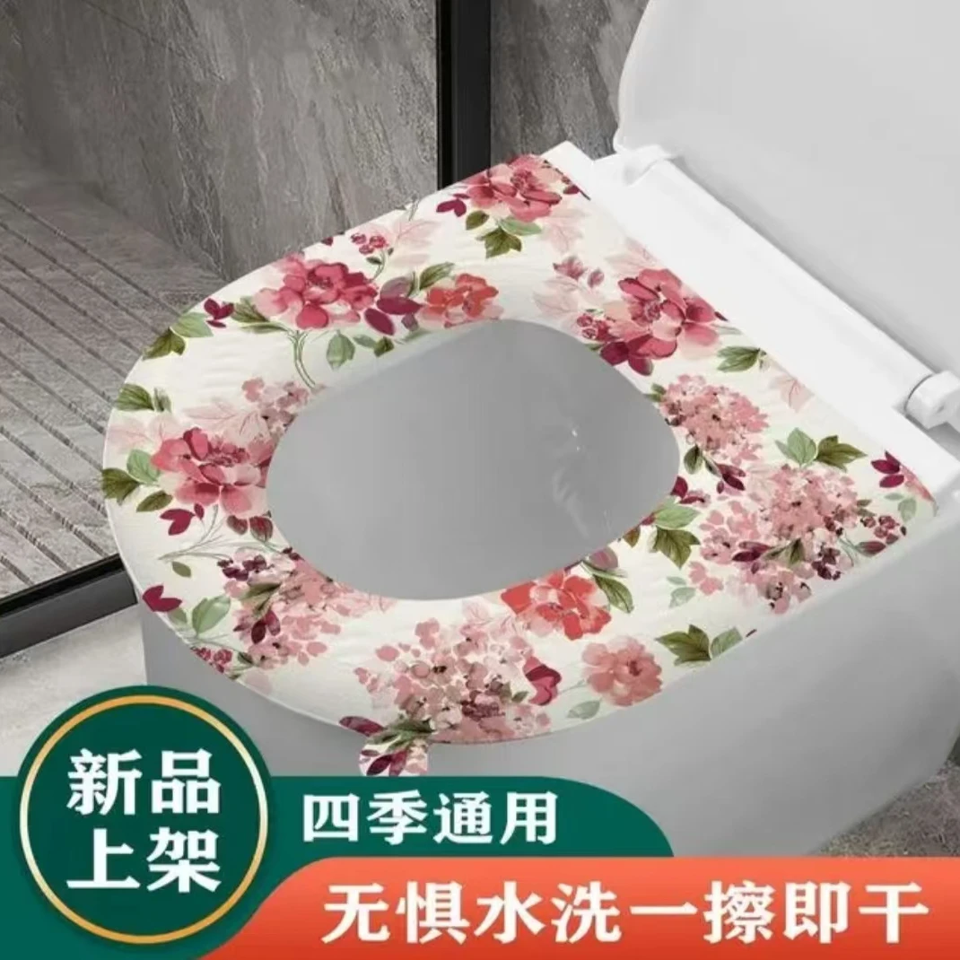 三个装新款复古印花四季通用EVA粘扣式家用防水可擦洗马桶圈坐垫