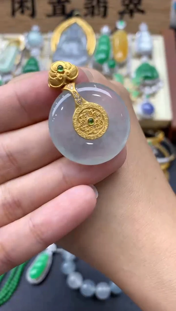 翡翠18K金镶嵌颈饰627-中国好珍宝