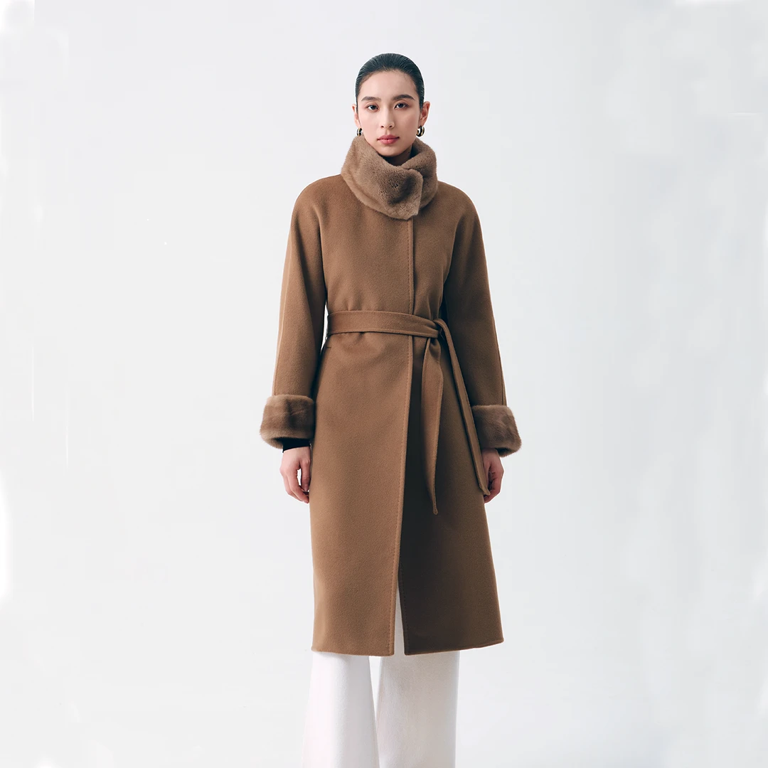 【海思源定制】秋冬季宽松气质羊绒大衣时尚黑色厚长款外套