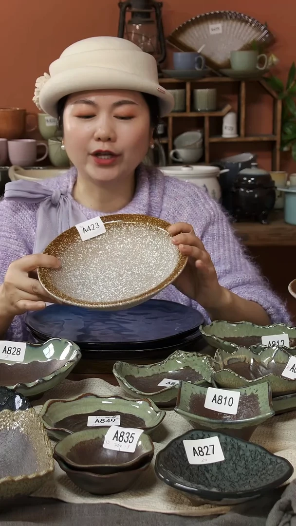 陶瓷A423 一只陶瓷粗陶敞口深盘可能微瑕22*5