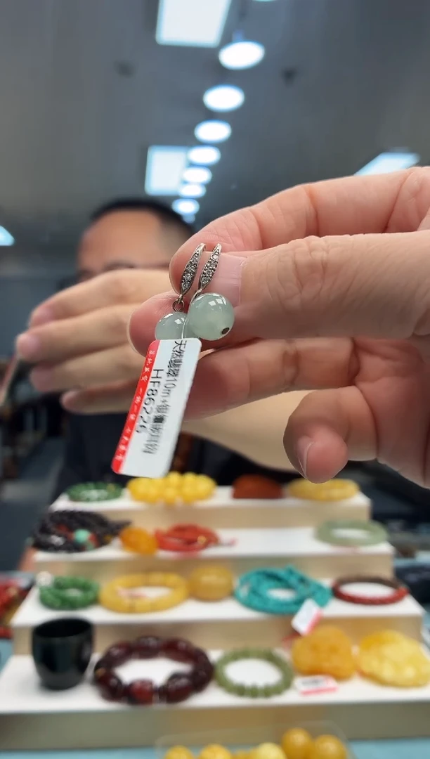 银S925镶嵌翡翠耳饰荷***姐耳饰