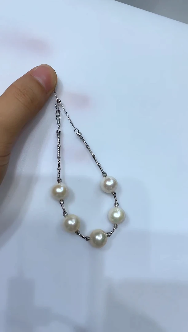 淡水珍珠手链银S925镶嵌11-12