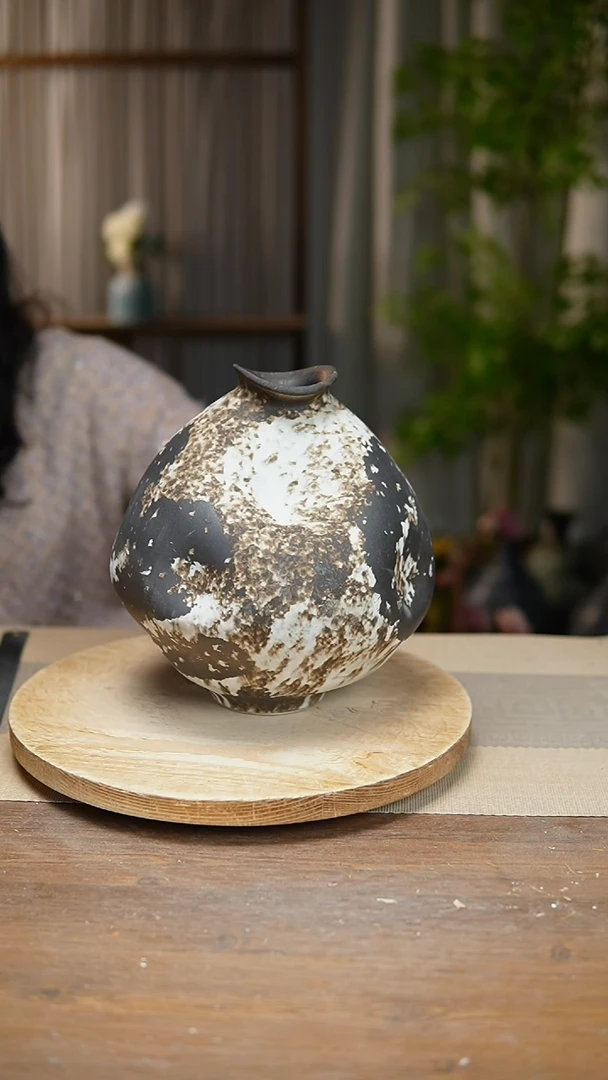 【闪购商品】陶瓷  花器诧寂黑大肚