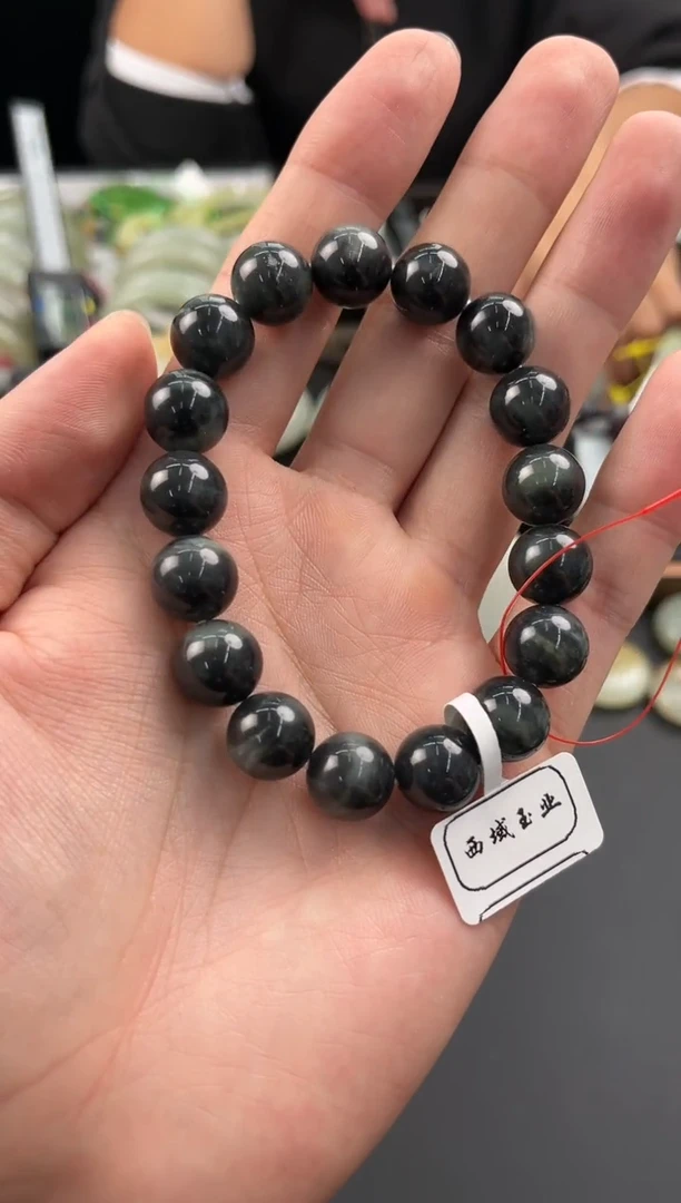 未镶嵌手串和田玉若羌青花手串卡12微色差