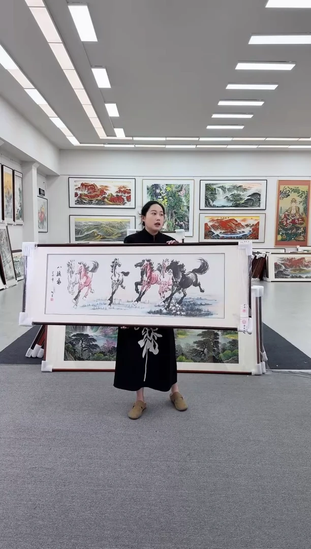 国画手绘 骏马图 172*62
