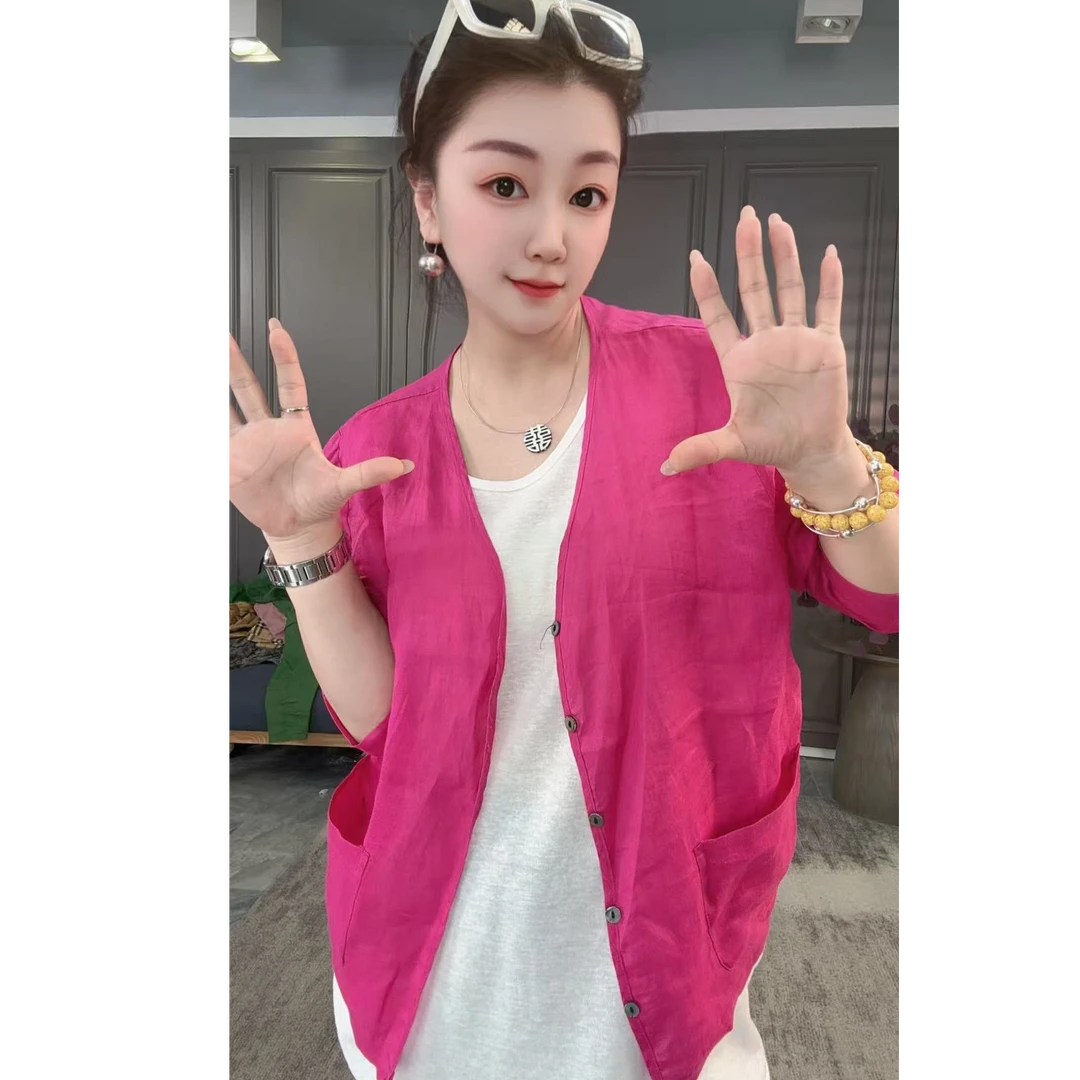 【广州微姐】夏季时尚气质薄款百搭舒适透气长袖开衫3126