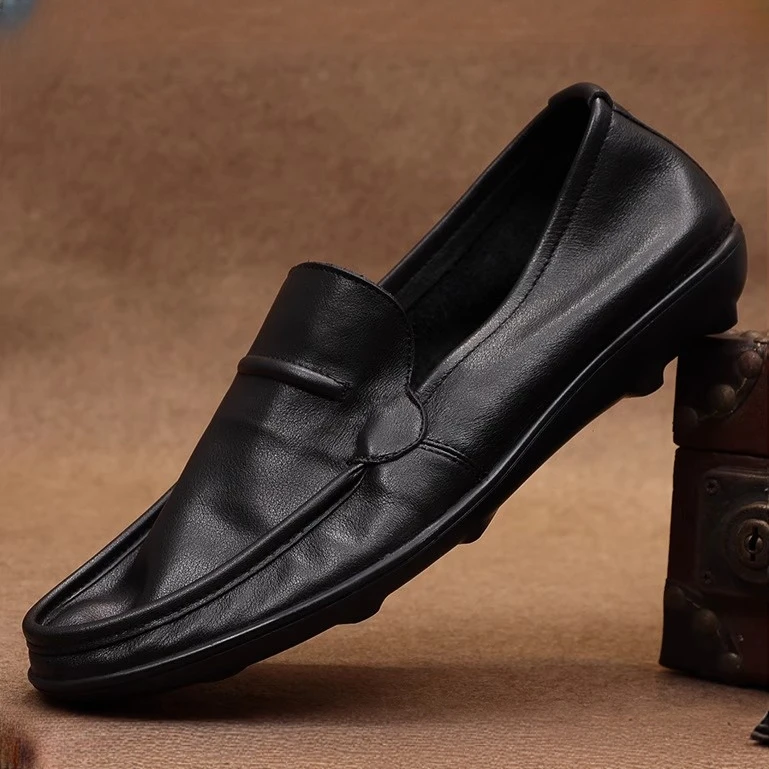 2025秋季新款社会豆豆鞋男一脚蹬懒人鞋乐福鞋潮男皮鞋软底豆豆鞋