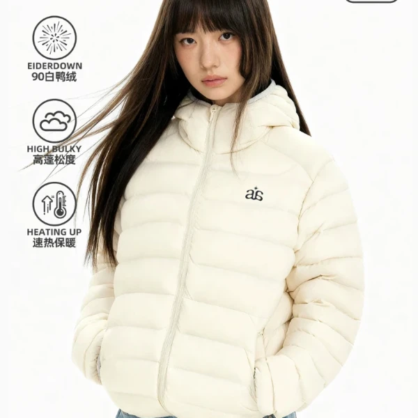 现货速发特氟龙三防新国标90白鸭绒轻量连帽排骨羽绒服内胆外套