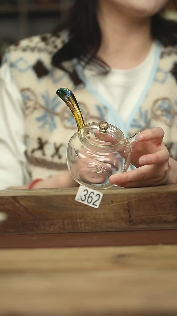 设计师手作款 玻璃侧把壶