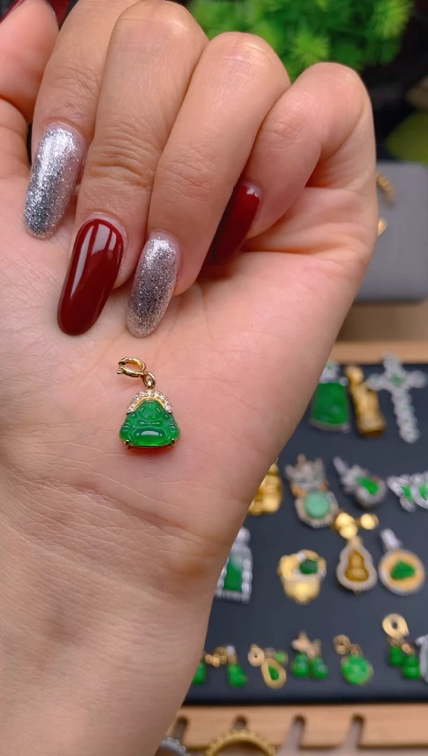 吊坠(不含链)银S925镶嵌翡翠佛公万能扣