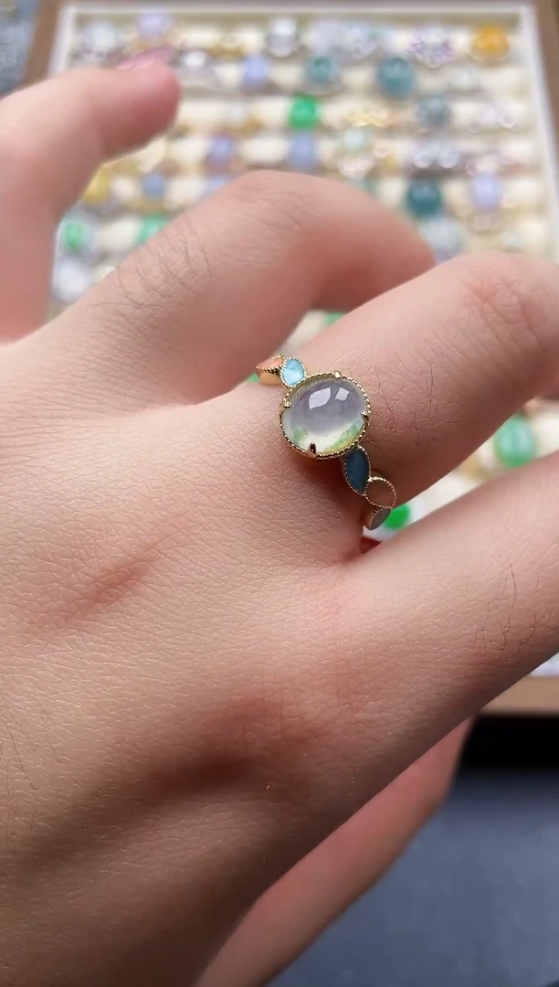 银S925镶嵌戒指翡翠1