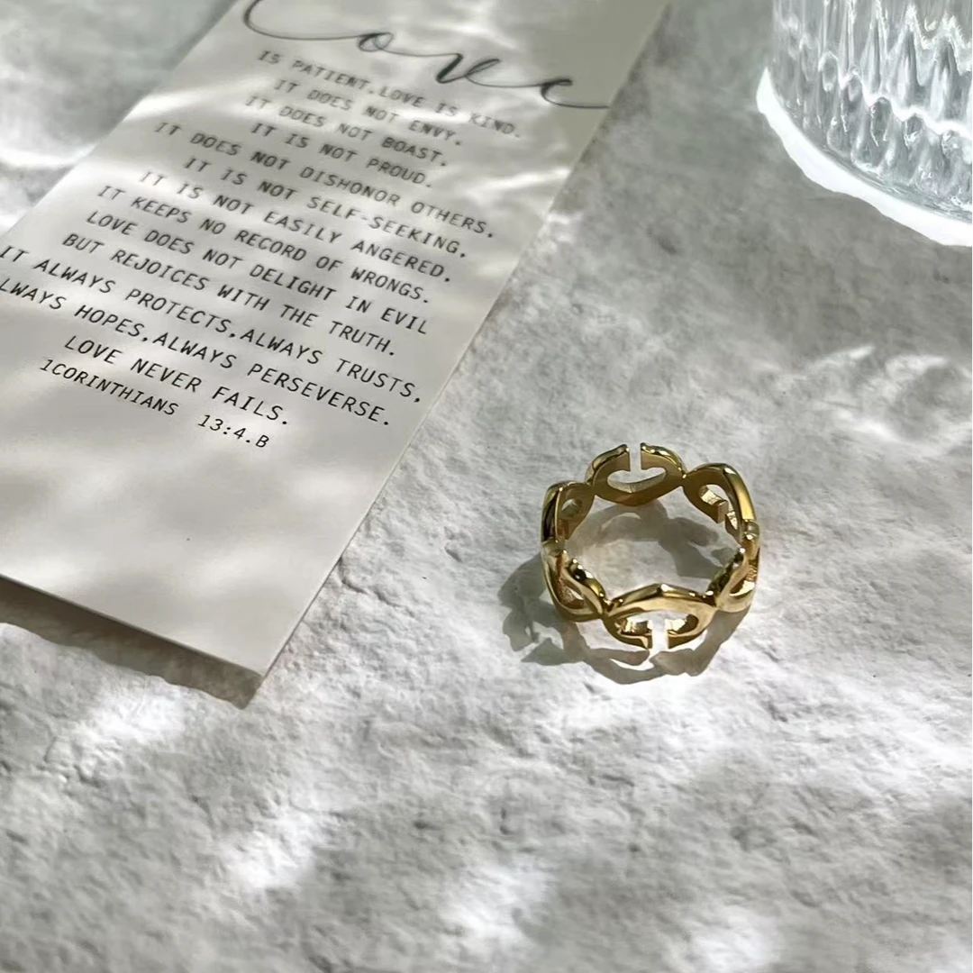 cabutul/卡布图 钨金戒指 心心相印爱心指环心形手饰送女友礼物