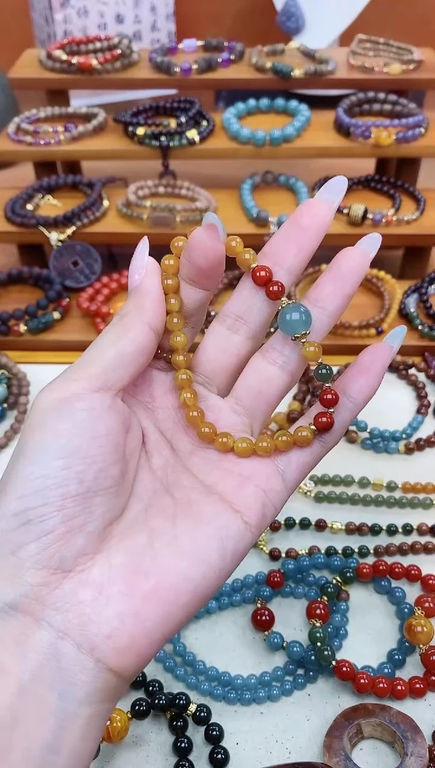 未镶嵌蜜蜡手链06单圈老蜡