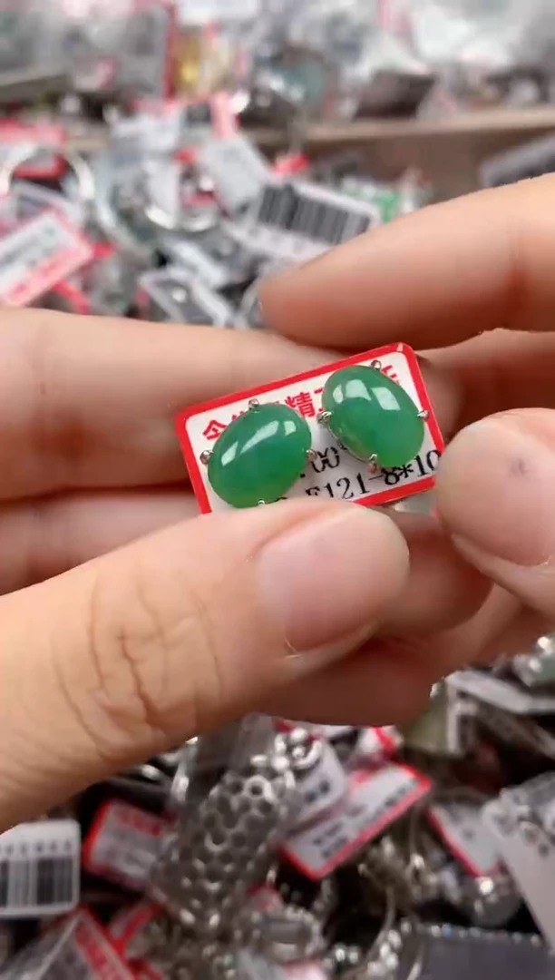 银S925镶嵌戒指翡翠天然A货缅甸翡翠