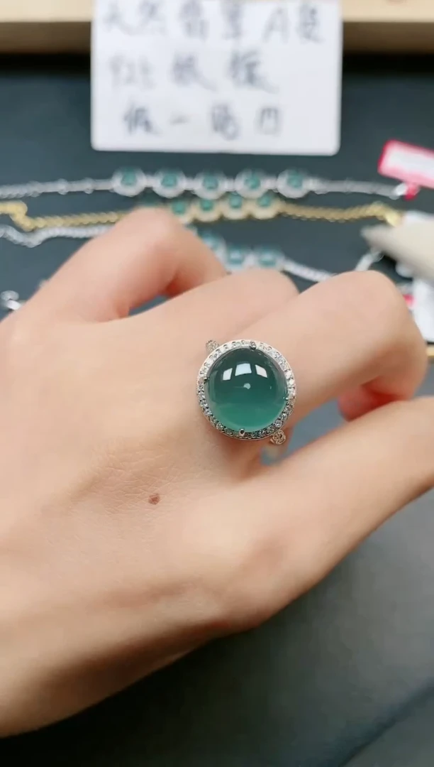 翡翠戒指银S925镶嵌11111