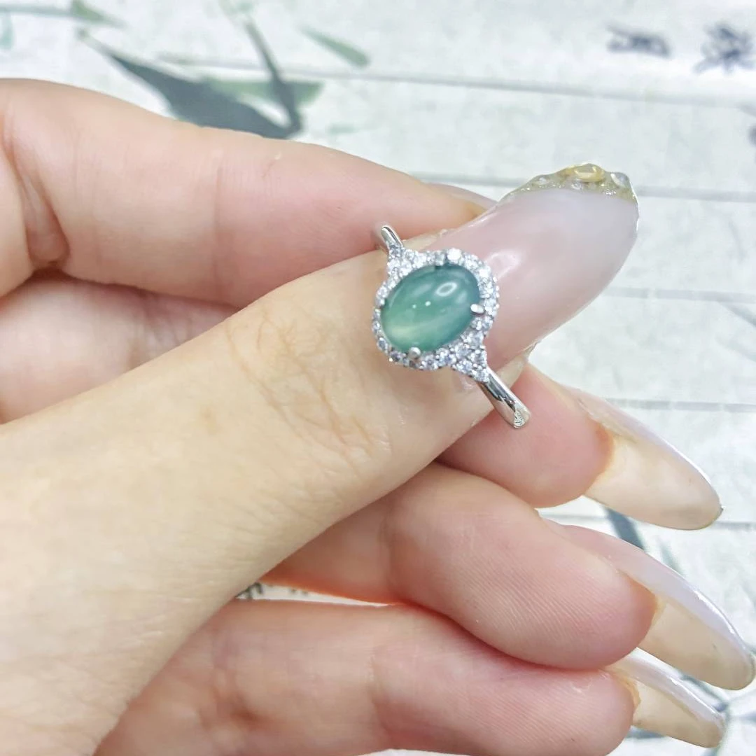 天然A货翡翠大蛋面戒指一-100001