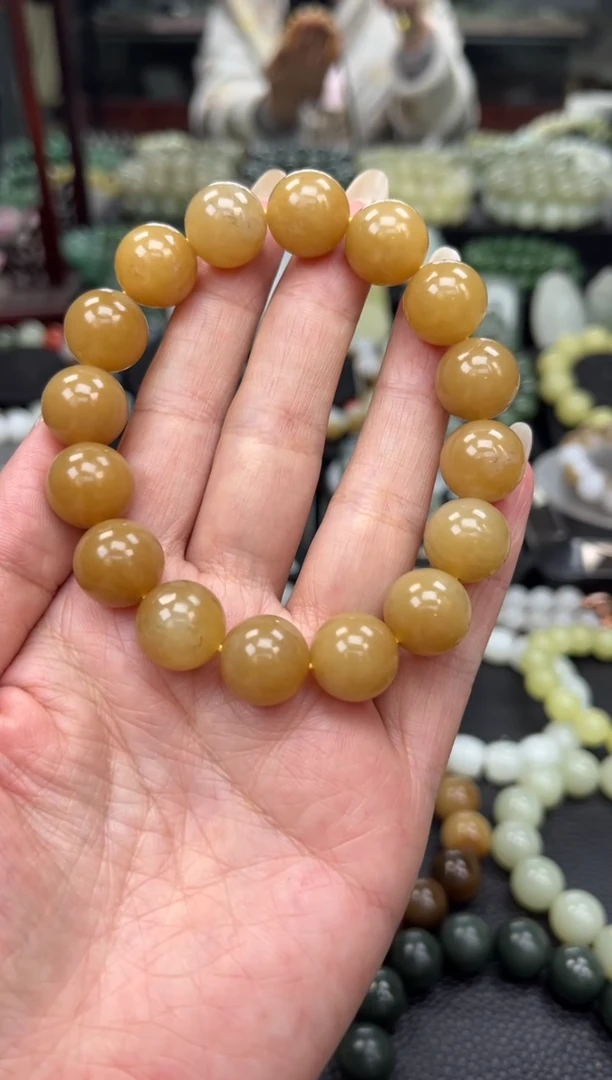 【闪购商品】和田玉手串未镶嵌新疆且末黄金糖卡14
