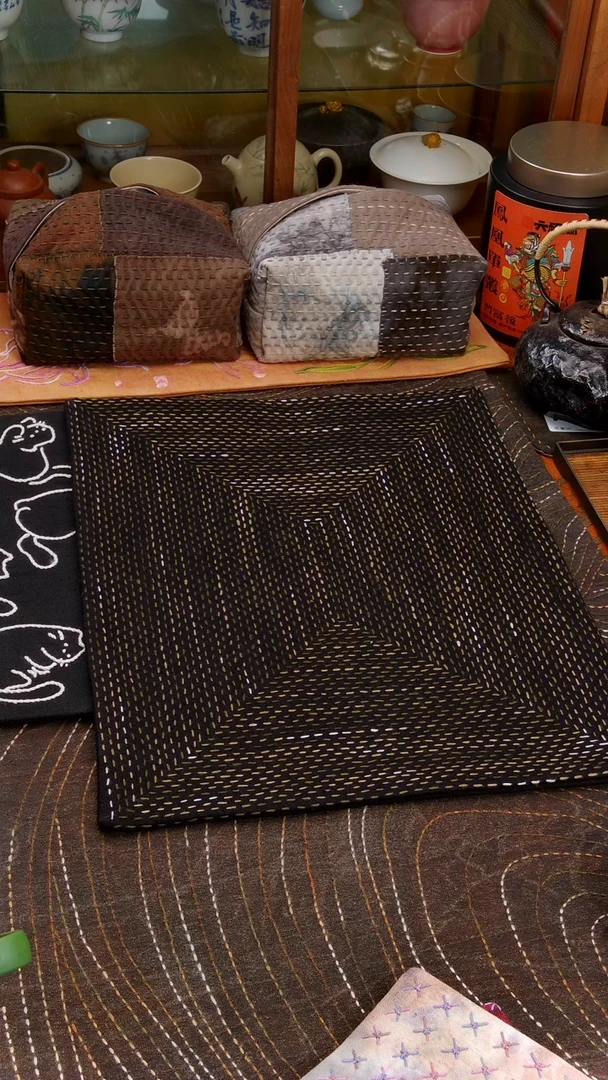 紫砂无栖* Cici手作刺子绣茶席-827猫咪，782