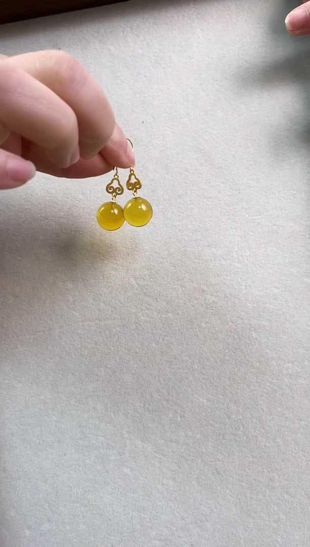 【闪购商品】琥珀颈饰银S925镶嵌蓝珀耳环1500000