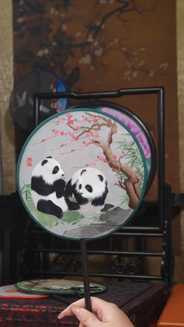 刺绣团扇 绣花双面非遗