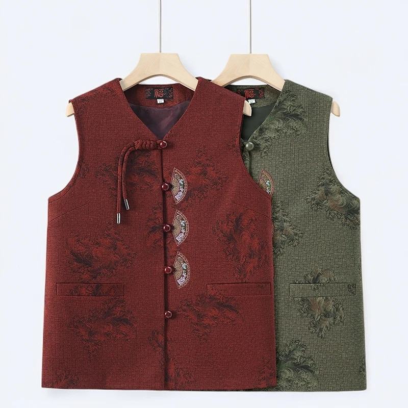 妈妈春秋装新中式国风马甲背心中老年女士奶奶休闲开衫坎肩小马夹